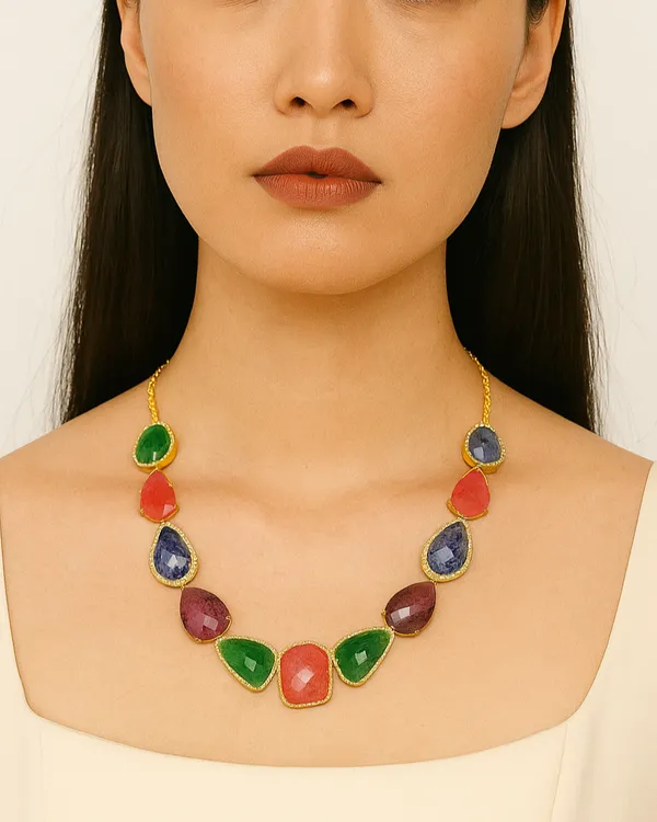 Multigemstone Statement Necklace