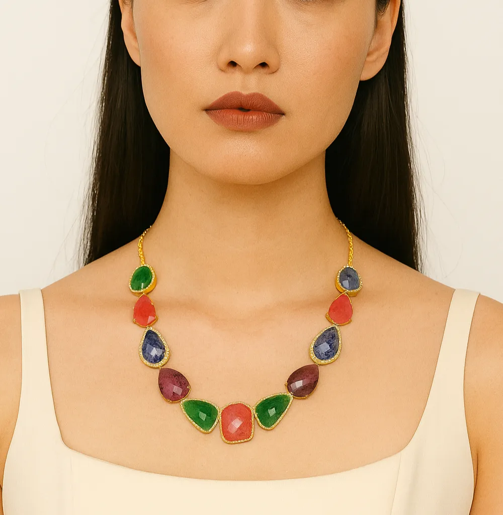 Multigemstone Statement Necklace
