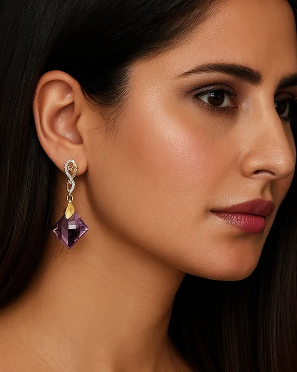 Amethyst Diamond Earrings