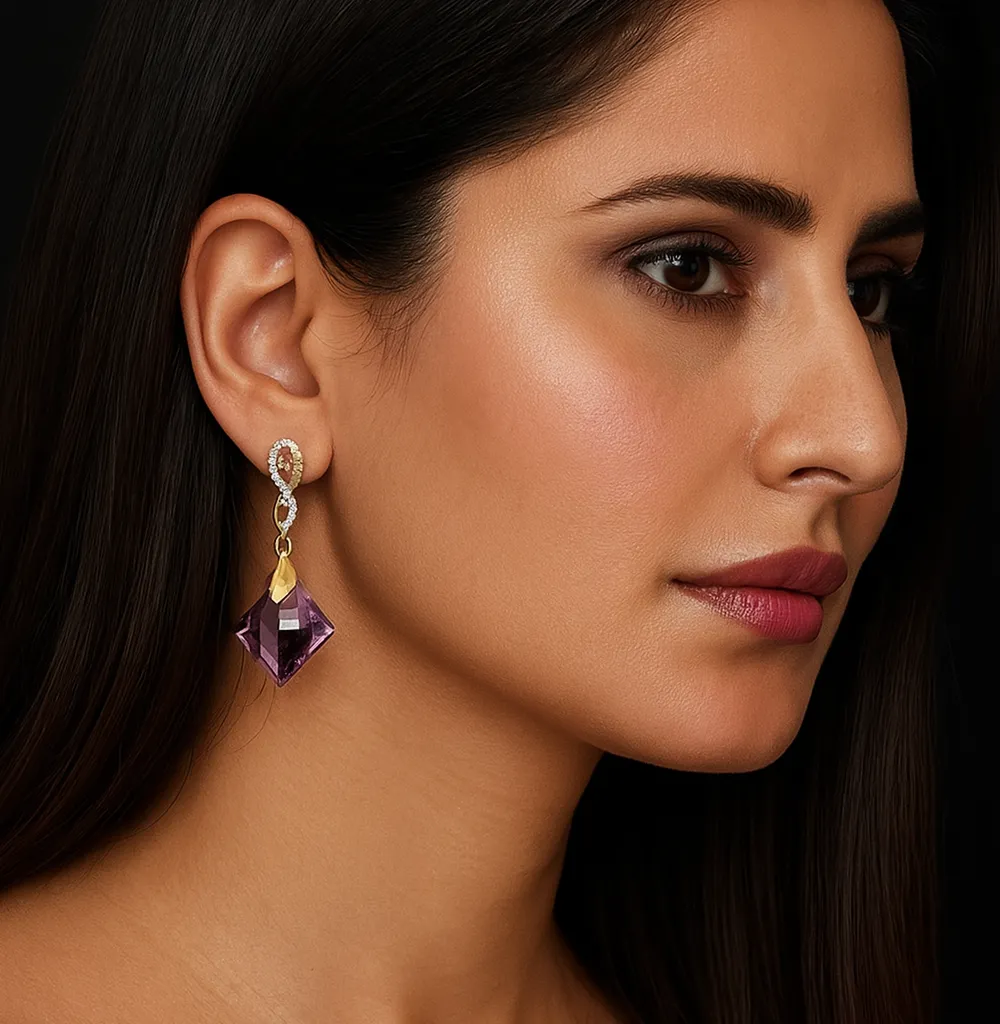 Amethyst Diamond Earrings