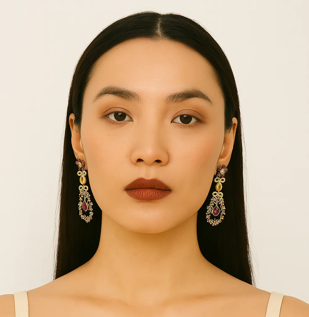 Ruby Diamond Floral Earring