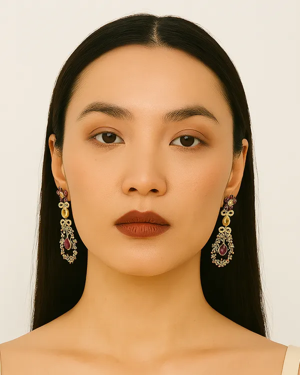 Ruby Diamond Floral Earring