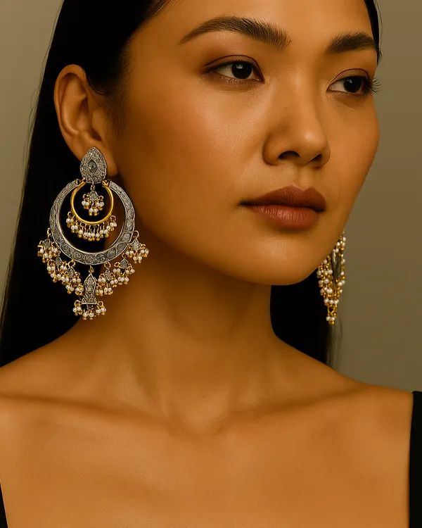 Regal rose cut Chandbali Earrings