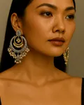 Regal rose cut Chandbali Earrings