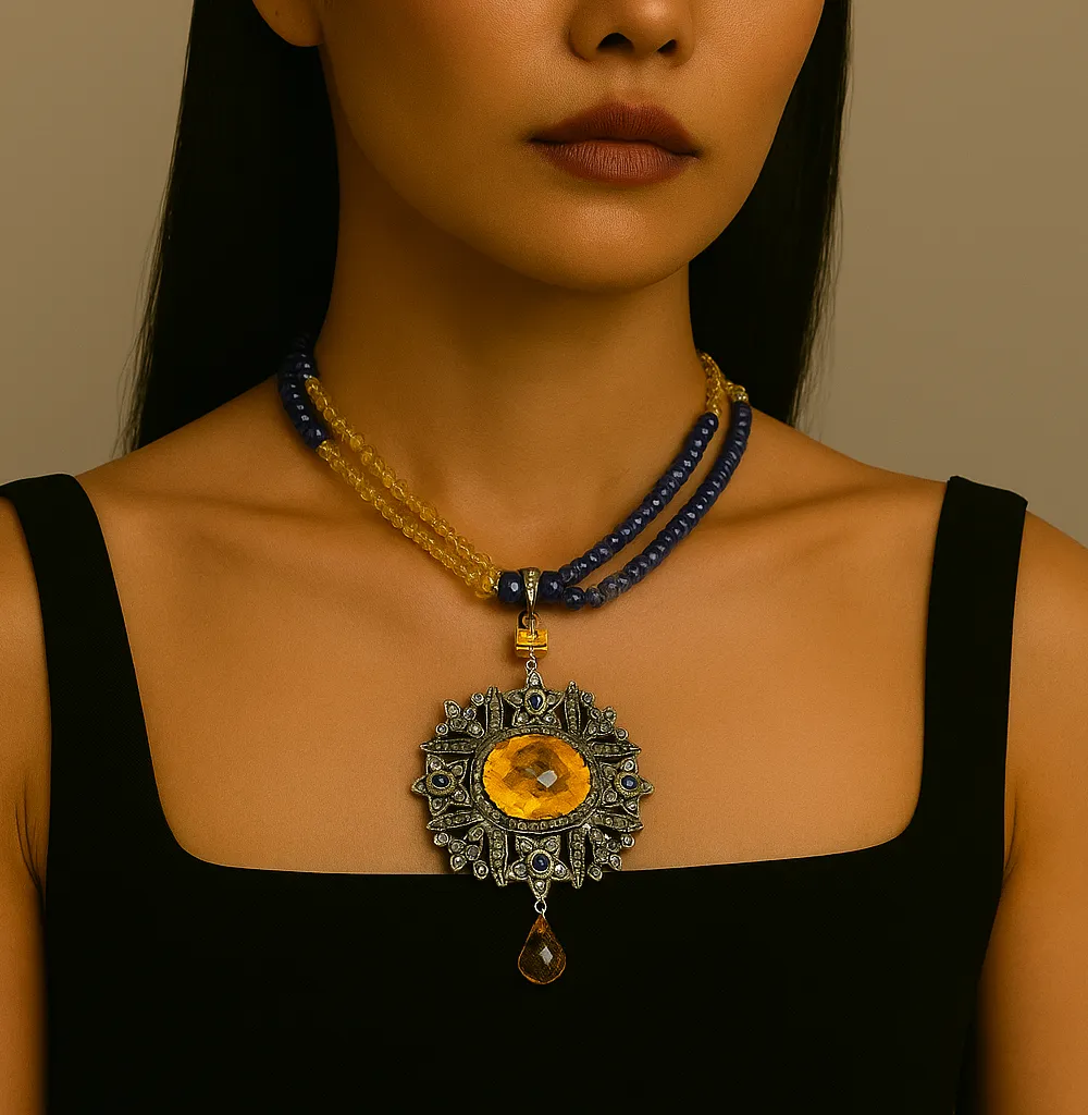 Citrine Sapphire Pendant
