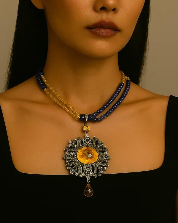 Citrine Sapphire Pendant